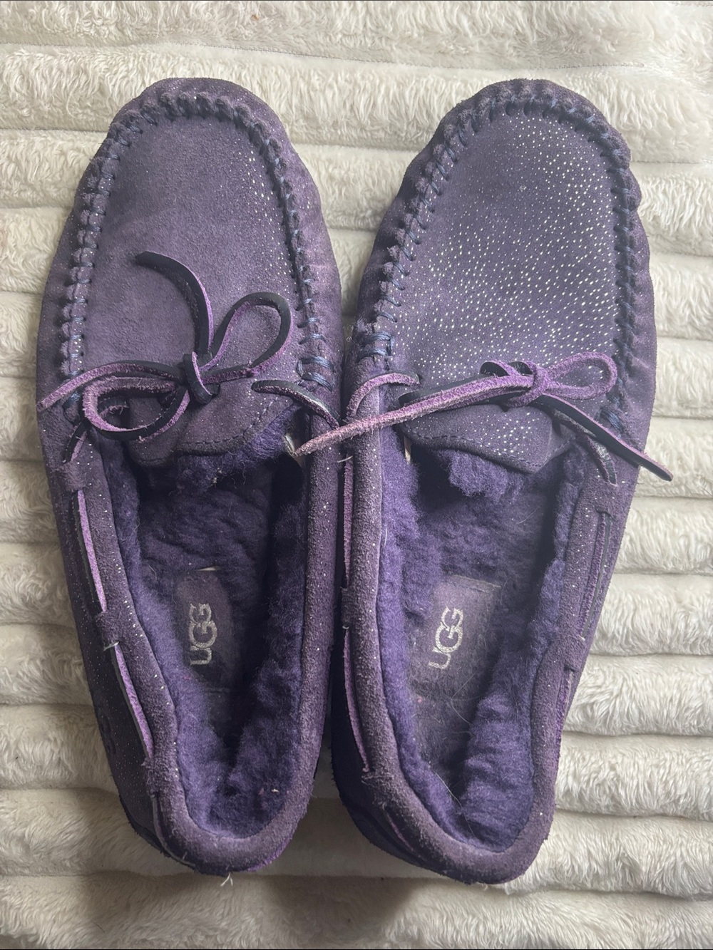 UGG Women's Purple Suede Shearling Moccasins
